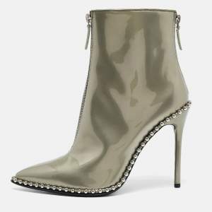 Alexander Wang Black Canvas Pointed Toe Ankle Boots Size 39