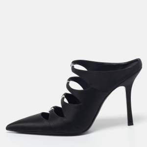 Alexander Wang Black Satin Lolita Heel Mules Size 40