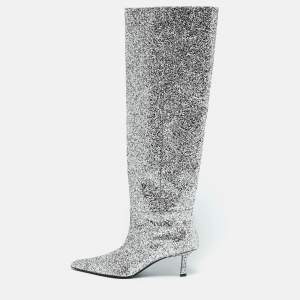 Alexander Wang Silver Glitter Viola Knee Length Boots Size 36