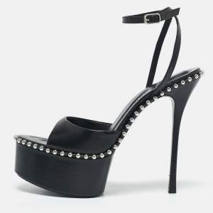 Alexander Wang Black Leather Nova Platform Sandals Size 40