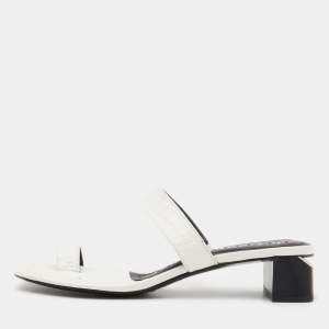 Alexander Wang White Croc Embossed Leather Ellis Sandals Size 37