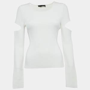 Alexander McQueen Off-White Jersey Cold Shoulder Top M