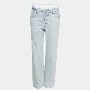 Alexander Wang Blue Denim Waist Detail Straight Leg Jeans S Waist 27"