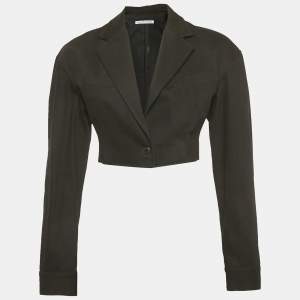 Pre Owned Alexander Wang Black Cotton Lapel Collar Cropped Jacket S
