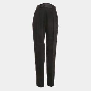 Pre Owned Alexander Wang Black Cotton Side Trim Pleated Trouser S