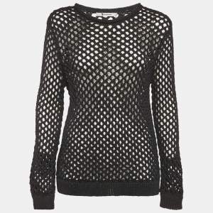 Pre Owned Alexander Wang Black Crochet Sheer Sweatshirt M