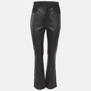 مملوكة مسبقًا Alexander Wang Black Leather Wide Leg Pants S