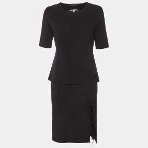 مملوكة مسبقًا مجموعة ألكسندر وانغ سوداء محبوكة قابلة للتمدد بحبال ربط وسط/كبير