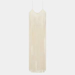 مملوكة مسبقًا Alexander Wang Cream Stretch Knit Cropped Fringed Top S