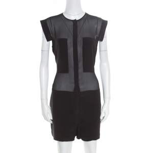 T By Alexander Wang Black Silk Sheer Paneled Romper M
