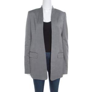 Alexander Wang Grey Velvet Cropped Back Detail Open Front Blazer S