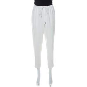 Alexander Wang White Crepe Drawstring Detail Tapered Trousers M