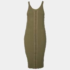 Alexander Wang Olive Green Rib Knit Sleeveless Dress M