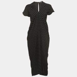 Alexander Wang Black Striped Short Sleeve Midi Dress S