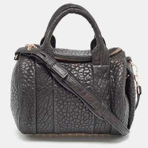 Alexander Wang Black Pebbled Leather Rocco Duffle Bag