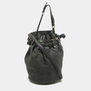 Alexander Wang Black Pebbled Leather Diego Bucket Bag