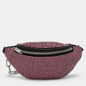 Alexander Wang Pink/Black Rhinestone and Leather Attica Belt Bag