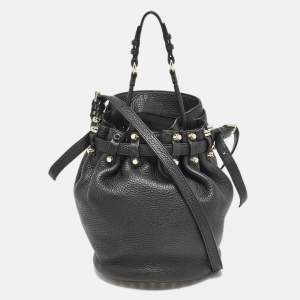 Alexander Wang Black Pebbled Leather Diego Bucket Bag