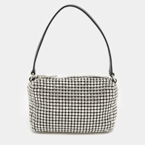 Alexander Wang Black Crystals and Leather Heiress Pochette Bag