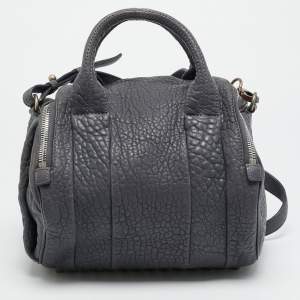 Pre Owned Alexander Wang Rocco Grey Textured Leather Bag