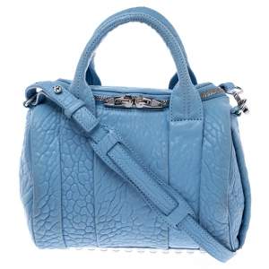 Alexander Wang Sky Blue Textured Leather Rocco Duffel Bag