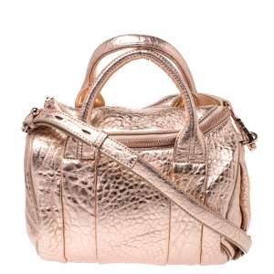Alexander Wang Metallic Rose Gold Textured Leather Rocco Duffel Bag