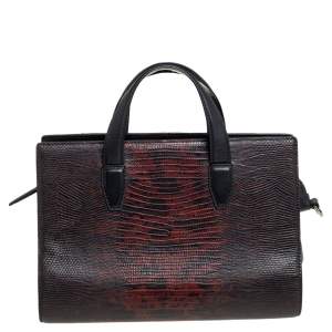 Alexander Wang Black/Red Lizard Embossed Leather Pelican Satchel