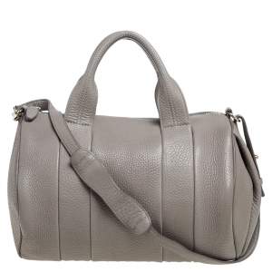 Alexander Wang Grey Pebbled Leather Rocco Duffle Bag