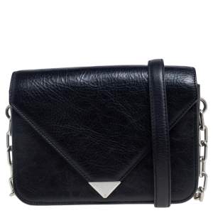 Alexander Wang Black Crinkled Leather Small Prisma Shoulder Bag