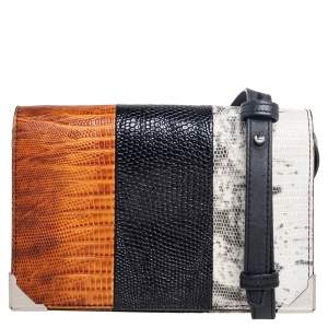 Alexander Wang Multicolor Lizard Embossed Metal Flap Clutch Bag