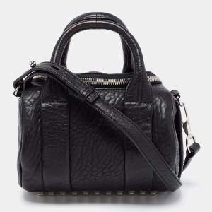 Alexander Wang Black Textured Leather Mini Rocco Duffel Bag