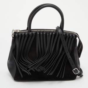 Alexander Wang Black Leather and Suede Attica Fringe Satchel