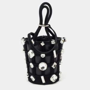 Alexander Wang Black Suede and Leather Micro Roxy Cage Bucket Bag