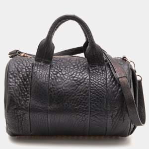 Alexander Wang Black Textured Leather Rocco Duffel Bag