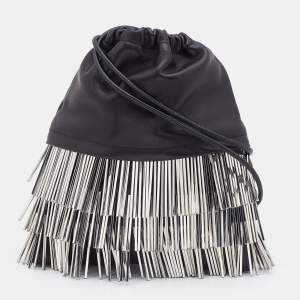 Alexander Wang Black Leather Ryan Fringe Bucket Bag