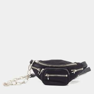 Alexander Wang Black Satin and Leather Mini Attica Belt Bag