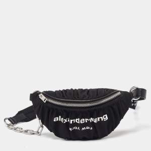 Alexander Wang Black Nylon and Leather Attica Ruched Belt Bag