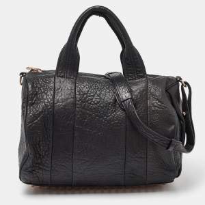 Alexander Wang Black Pebbled Leather Rocco Duffle Bag