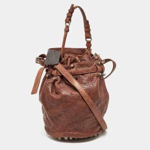 Alexander Wang Brown Pebbled Leather Diego Bucket Bag