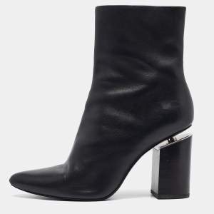 Alexander Wang Black Leather Ankle Boots Size 40