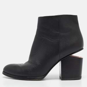 Alexander Wang Black Leather Gabi Ankle Length Boots Size 38