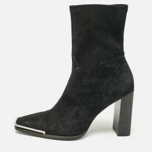 Alexander Wang Black Suede Gabi Ankle Length Boots Size 38