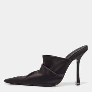 Alexander Wang Black Satin Pointed Toe Mules Size 40