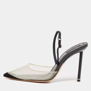 Alexander Wang Black Mesh and Suede Alix Slingback Pumps Size 39