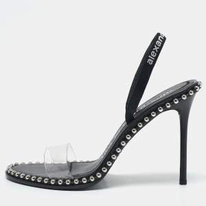 Alexander Wang Black PVC Studded Slingback Nova Sandals Size 39