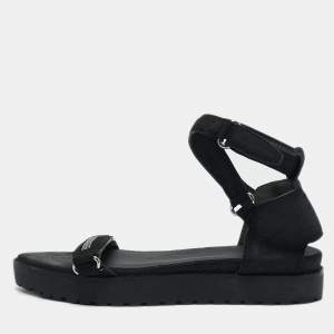 Alexander Wang Black Nubuck Leather Flat Sandals Size 37