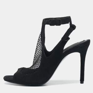 Alexander Wang Black Mesh and Suede Ankle Strap Sandals Size 37