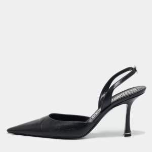 Alexander Wang Black Leather Rina Slingback Pumps Size 38