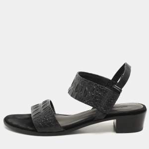 Alexander Wang Black Croc Embossed Leather Slingback Sandals Size 36