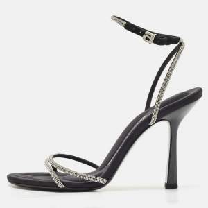 Alexander Wang Black Suede Crystal Embellished Dahlia Sandals Size 38